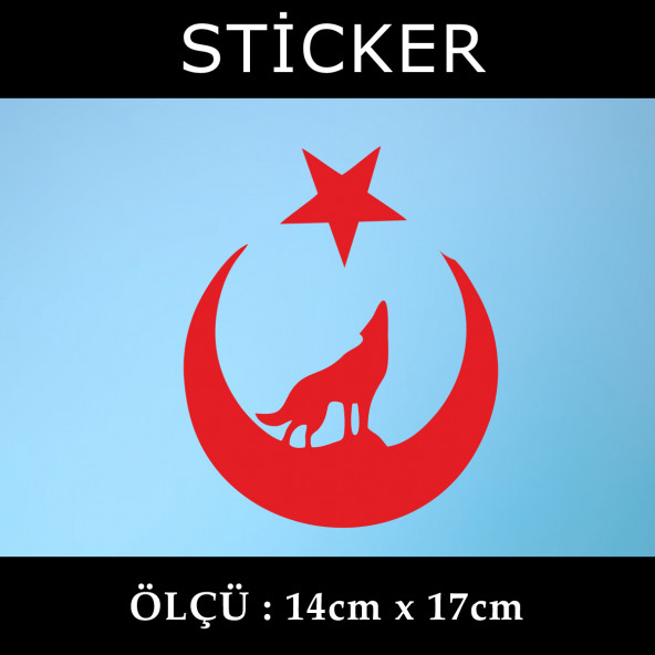 kurt ulu ayyıldız -  2 ADET sticker araba cam bagaj uyumlu et,ket kask motosiklet dolap cam uyumlu yapışkan ürün görseli 1