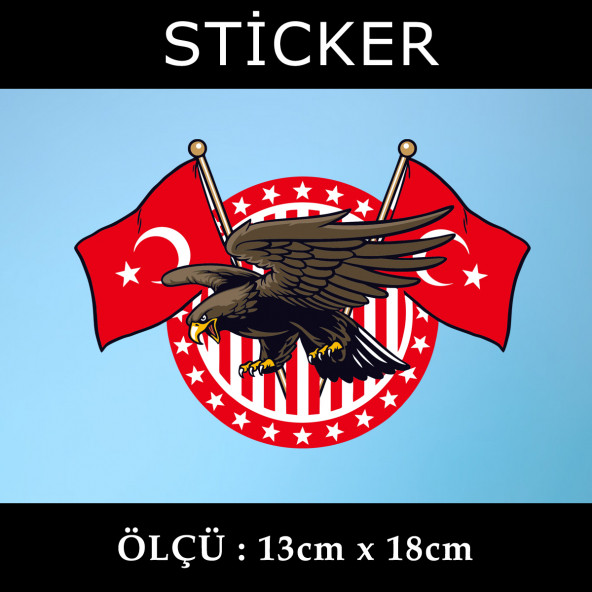 yırtıcı kuş -  2 ADET sticker araba cam bagaj uyumlu et,ket kask motosiklet dolap cam uyumlu yapışkanayyıldız bayrak ürün görseli 1