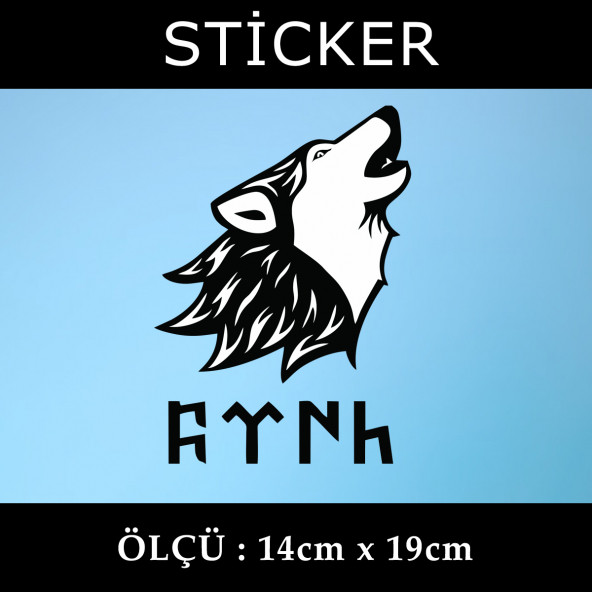 göktürk kurt ulu -  2 ADET sticker araba cam bagaj uyumlu et,ket kask motosiklet dolap cam uyumlu yapışkan ürün görseli 1