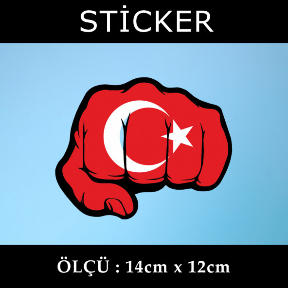 yumruk türk ayyıldız -  2 ADET sticker araba cam bagaj uyumlu et,ket kask motosiklet dolap cam uyumlu yapışkan ürün görseli 1