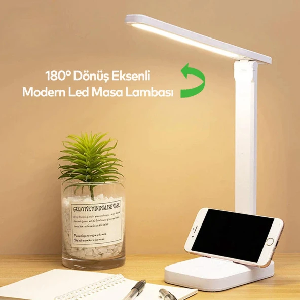 Klaus Ledli Masa Lambası 3 Modlu Oynar Başlıklı Şarjlı Çalışma Lambası 9W ürün görseli 1