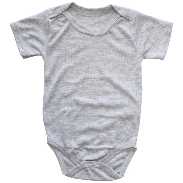 Unisex Gri Kaşkorse Kısa Kol Çıtçıtlı Body Zıbın ürün görseli 1