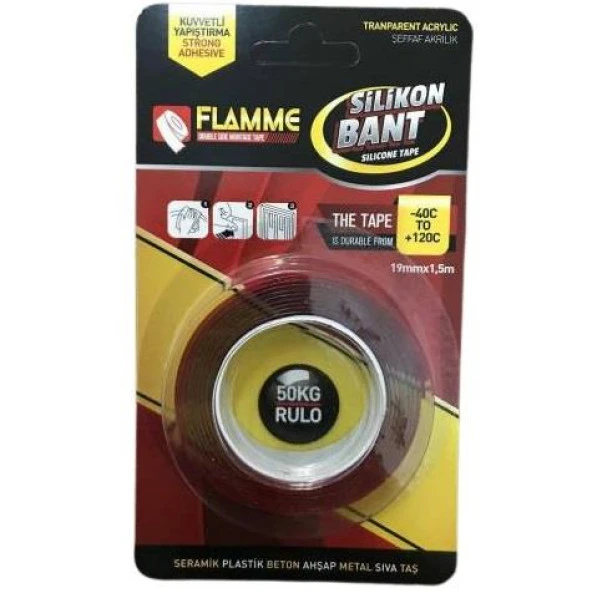 Flamme Çift Taraflı Silikonlu Bant 19mm - 2 Metre ürün görseli 1