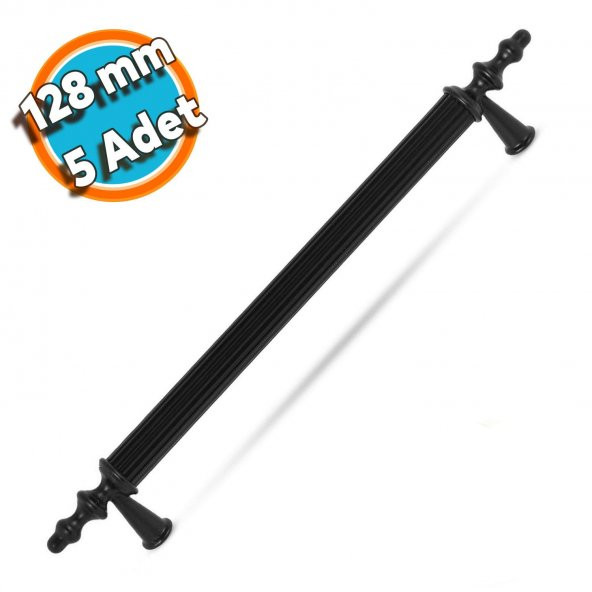 Mobilya Çekmece Mutfak Dolap Kapak Kulpu Kulbu 128 mm Siyah Sert Plastik Kulp (5 ADET) ürün görseli 1