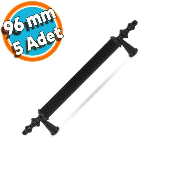 Çekmece Mutfak Dolap Kapak Kulpu Kulbu 96 mm Siyah Sert Plastik Kulp (5 Adet) ürün görseli 1