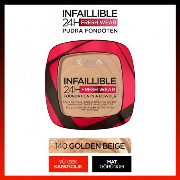 Infaillible 24H Fresh Wear Pudra Fondöten 140 Golden Beige ürün görseli 1