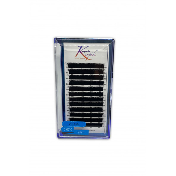 Kaşmir V Kirpik C kıvrım 0.07mm 9 numara tek boy kirpik ürün görseli 1