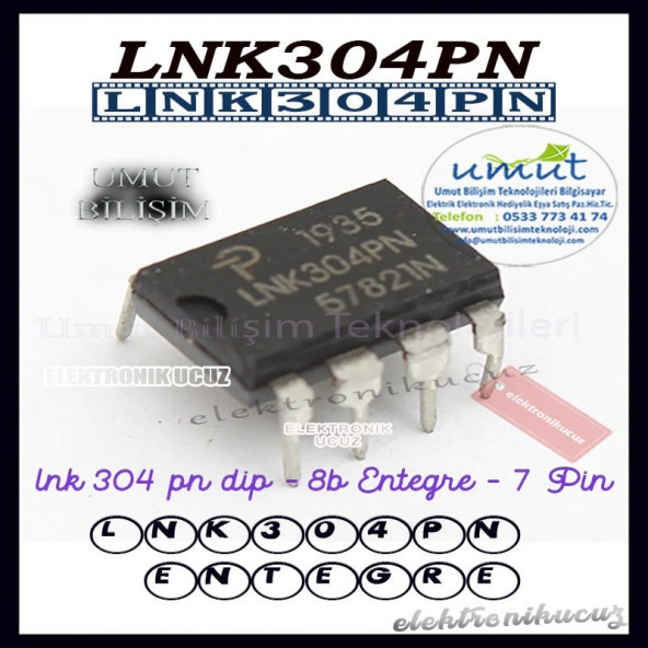Umut Bilişim - Lnk304Pn Entegre 4Pin3Pin - LNK304 PN Entegre LNK304  Entegre LNK304 PN Bulaşık Makinesi Entegre Kart üzerini kontrol ediniz. ürün görseli 1