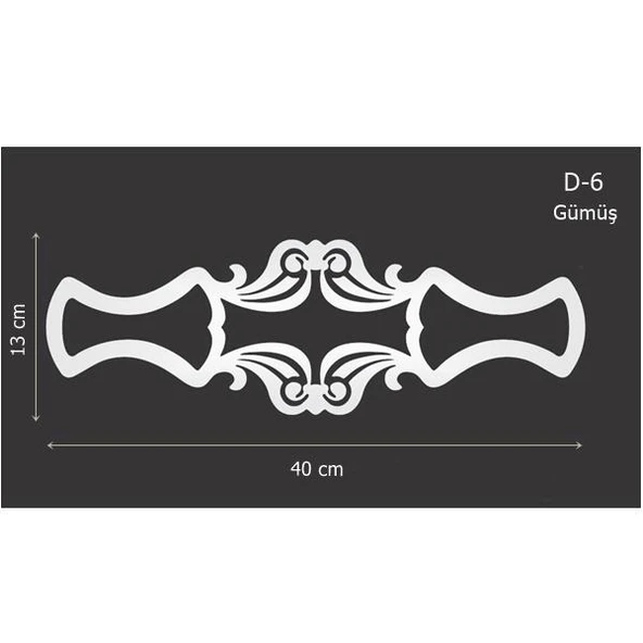 D-6 Gümüş 40 x 13 cm Sibu Aynalı Pleksi Mobilya Dolap Süsü ürün görseli 1