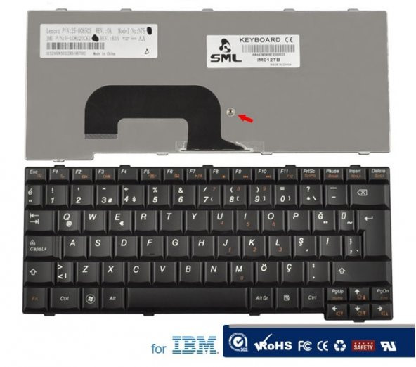 Ibm Lenovo ideaPad S12 N7S Notebook Klavye Tuş Takımı (Siyah TR) ürün görseli 1