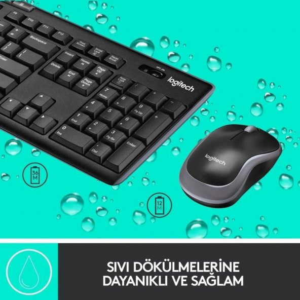 Logitech MK270 Kablosuz Klavye Mouse 920-004525 - Resim 7