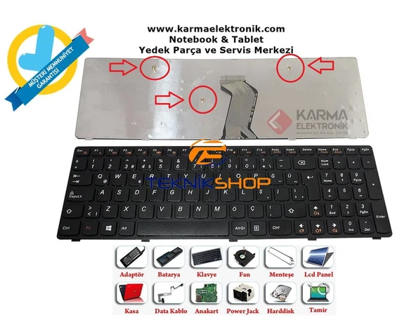 Lenovo 25210895, 25210925, Notebook Klavyesi (Siyah TR) - Resim 2