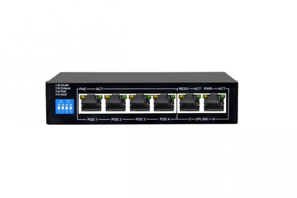 KAREL SWH0106-P4x10/100 PoE+2x10/100 Uplink Yönetilemez Ağ Anahta ürün görseli 1