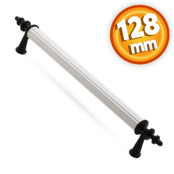 Ovacık Mobilya Çekmece Mutfak Dolap Dolabı Kulpu Kulbu (128 MM-12.8 CM) Beyaz Siyah Metal Kulpları ürün görseli 1