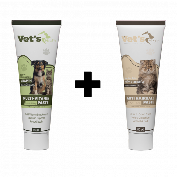 Vets Health Anti Hairball Paste 100g + Multivitamin Paste 100g (2 in 1) ürün görseli 1