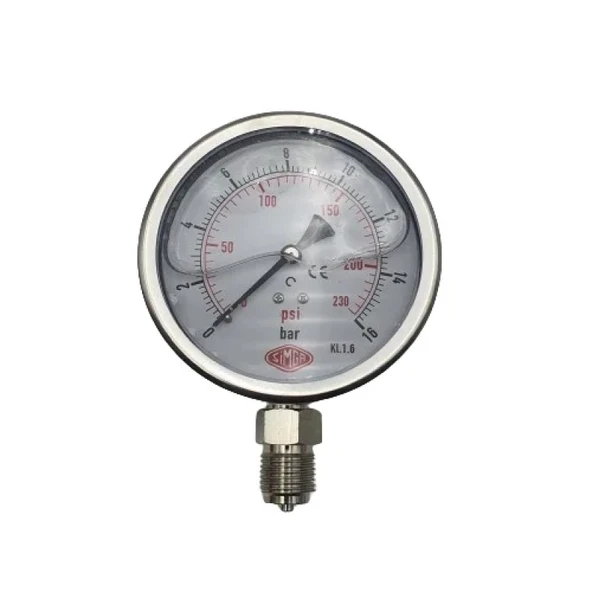 Manometre Gliserinli Alttan Çıkışlı Q100 - 0 - 16 Bar 1/2 ürün görseli 1