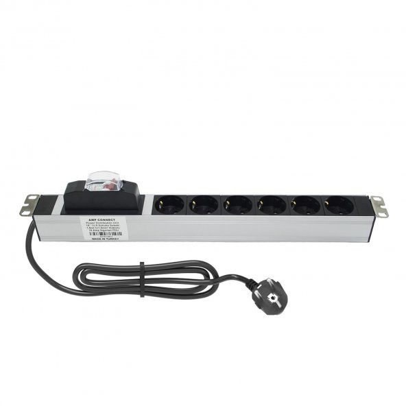 1U 19" 6Lı Sigortalı Priz Grubu - Resim 2