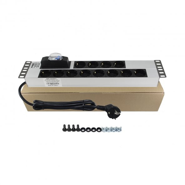 Amp 19" 2U 12  Schuko Çıkış Şebeke Otomatik Sigorta Korumalı (Pdu) ürün görseli 1