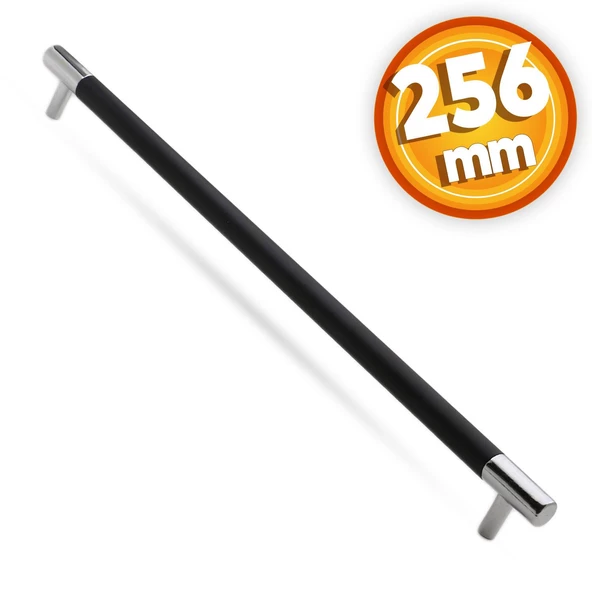 Hitit Mobilya Çekmece Mutfak Dolap Dolabı Kulpu Kulpları Kulbu 256 Mm Mat Siyah Krom Metal Kulp ürün görseli 1