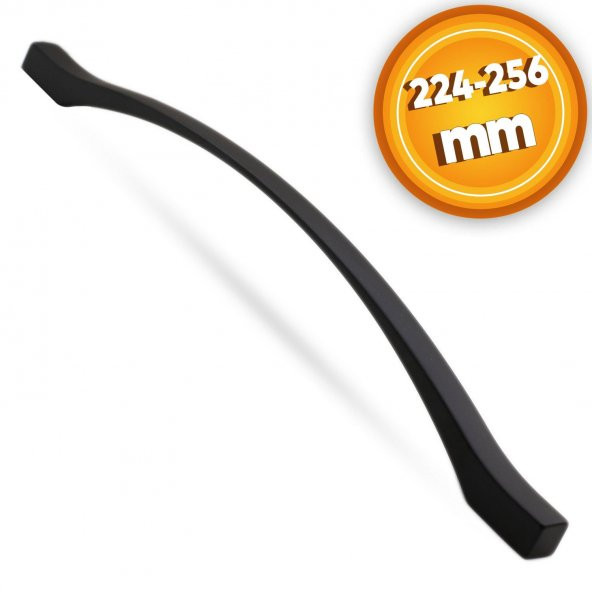 Çekmece Mutfak Dolap Kapak Kulpu Kulbu 224-256 mm Mat Siyah Metal Kulp ürün görseli 1