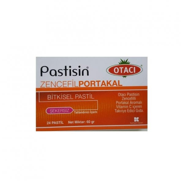 Pastisin Zencefilli Portakal Aromalı Vitamin C İçeren Şekersiz Takviye Edici Gıda 24 Pastil ürün görseli 1