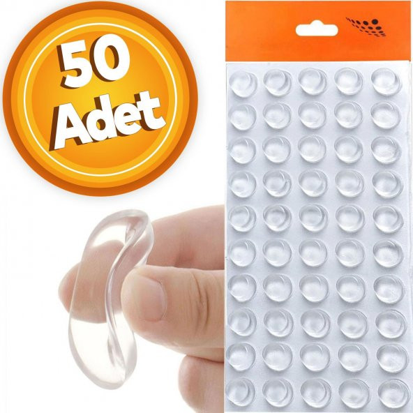 Yapışkanlı Cam Tutucu Şeffaf 10 mm 50Li Mobilya Raf Ses Tutucu ürün görseli 1