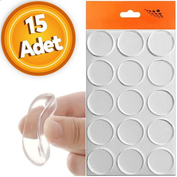 Yapışkanlı Cam Tutucu Şeffaf 22 mm 15 Li Mobilya Raf Ses Tutucu ürün görseli 1
