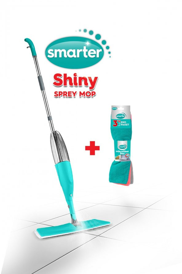 SMARTER SHINY SPREY MOP + MİKROFİBER 3 LÜ TEMİZLİK BEZİ SET ürün görseli 1