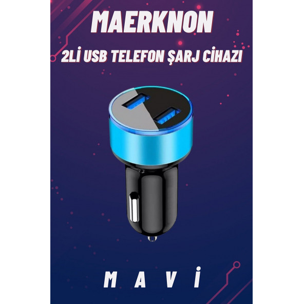OTO 2'Lİ USB 4,8 A ŞARJ CİHAZI - MAVİ ürün görseli 1