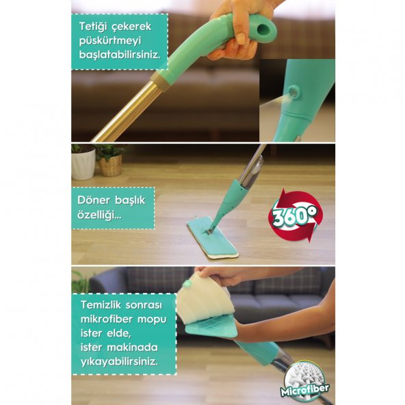 SMARTER SHINY SPREY MOP + YEDEK MOP SET - Resim 5