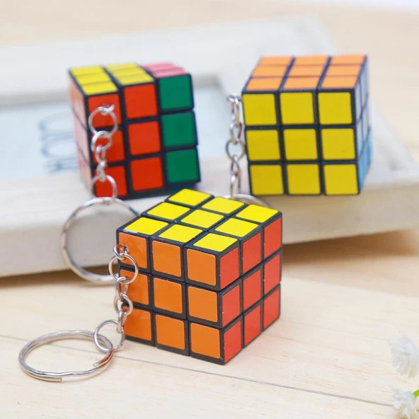 Zeka Küpü Mini Anahtarlık , Rubik Zeka Küpü (sabır Küpü) 3x3 cm - 1 Adet ürün görseli 1