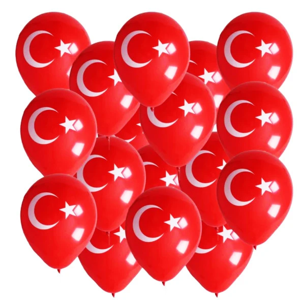 Bayrak Balon Türk Bayraklı Baskılı Balon Bayram Süsü - 100 Adet ürün görseli 1