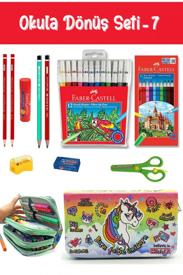 Kırtasiye Seti Tarz Cool Unicorn Yeşil Kalem Kutulu 11 Parça Okula Dönüş Set:7 ürün görseli 1