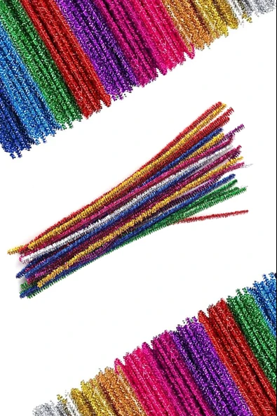 Şönil Renkli Metalik 30 Cm Renkli Metalik Tüylü Tel  20 Li- 1  Paket ürün görseli 1