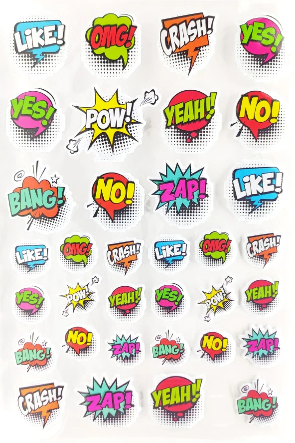 Sticker Kabartmalı A4 boyutunda Stiker Defter, planlayıcı etiket (Lim111)- Omg,Wow simpless ürün görseli 1