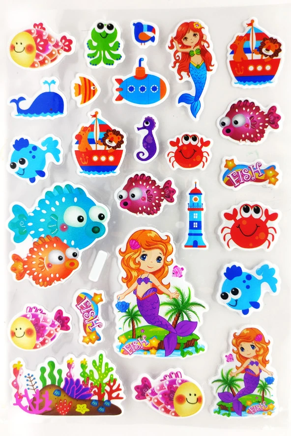Sticker Kabartmalı A4 boyutunda Stiker Defter, planlayıcı etiket -(Lim010) -  Sevimli Balıklar ürün görseli 1