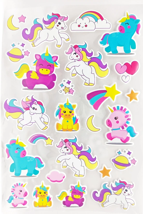 Sticker Kabartmalı A4 boyutunda Stiker Defter, planlayıcı etiket (Lim106)-  Unicorn ürün görseli 1