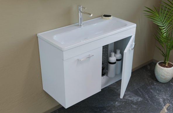 Orka Bafa 80 cm Banyo Dolabı Alt Modül ve Lavabo ürün görseli 1