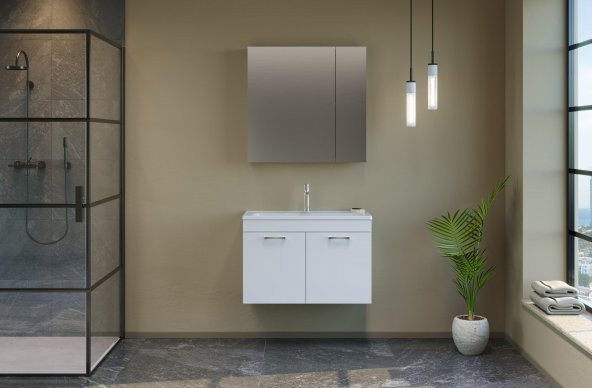 Orka Bafa 80 cm Beyaz Banyo Dolabı Takımı ürün görseli 1