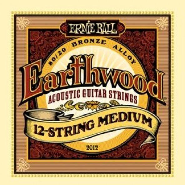 Ernie Ball P02012 Earthwood Medium 80/20 Bronze 12 Telli Akustik Gitar Teli ürün görseli 1