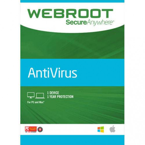 Webroot SecureAnywhere Antivirüs '' Güvenlik Yazılımı 1 PC 1 Yıl ürün görseli 1