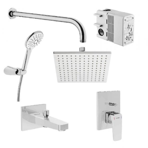 VitrA Root Square Ankastre Banyo Seti Krom A49280 ürün görseli 1