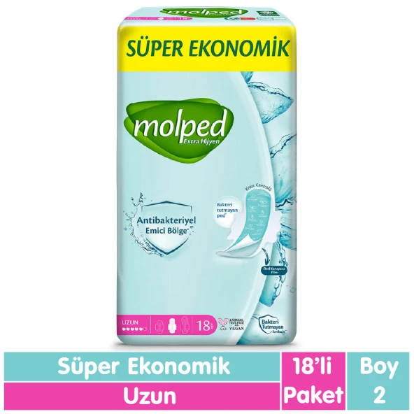 Molped Süper Ekonomik Antibakteriyel Ped Uzun 18 Adet ürün görseli 1