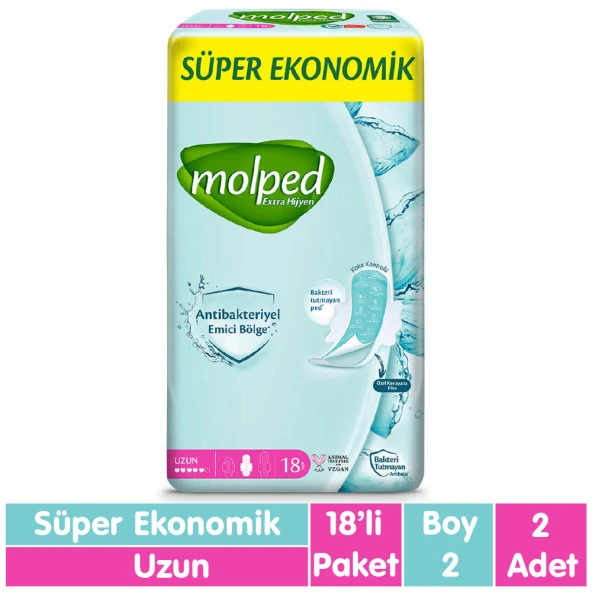 Molped Süper Ekonomik Antibakteriyel Ped Uzun 18x2 36 Adet ürün görseli 1