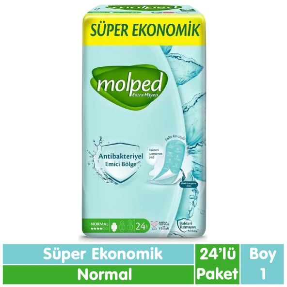 Molped Süper Ekonomik Antibakteriyel Ped Normal 24 Adet ürün görseli 1