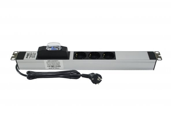 Amp Connect 19 İnç 1U 3 Çıkşlı Şebeke Otomatik Sigorta ürün görseli 1