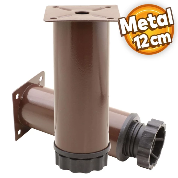 Akça Ayarlanabilir Mobilya Kanepe Koltuk Baza Yükseltme Yükseltici Ayağı Metal Ayakları 12 Cm Kahve ürün görseli 1