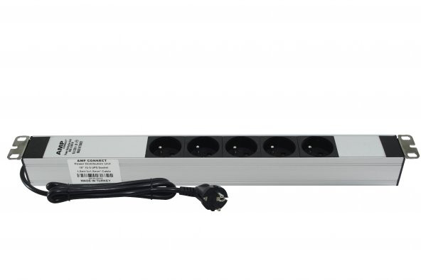 Amp Connect 19 İnç 1U 5 Çıkşlı Ups Fransız Soketli Alüminyum ürün görseli 1