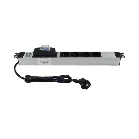 Amp Connect 19 İnç 1U 4 Çıkş Ups Fransız Otomatik Sigortalı ürün görseli 1