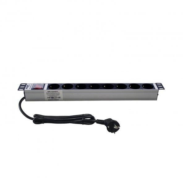 Ampconnect 191U 8 Yol Alman Tip On/Off Işıklı Anahtarlı Alü. Pdu ürün görseli 1